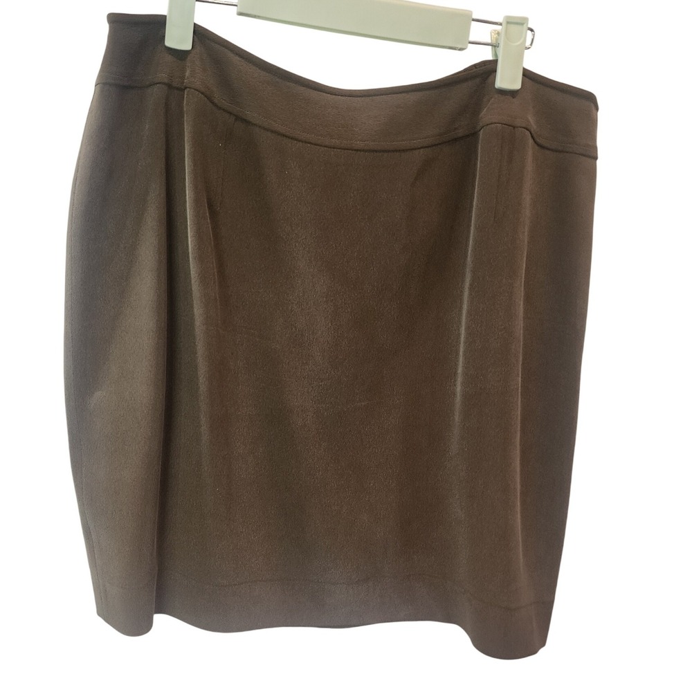 Jones New York‎ Womens 100 Silk Khaki Green Pencil Skirt Midi Knee Zip Back